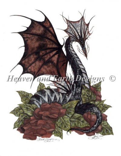 Diamond Painting Canvas - Mini Black Dragon - Click Image to Close